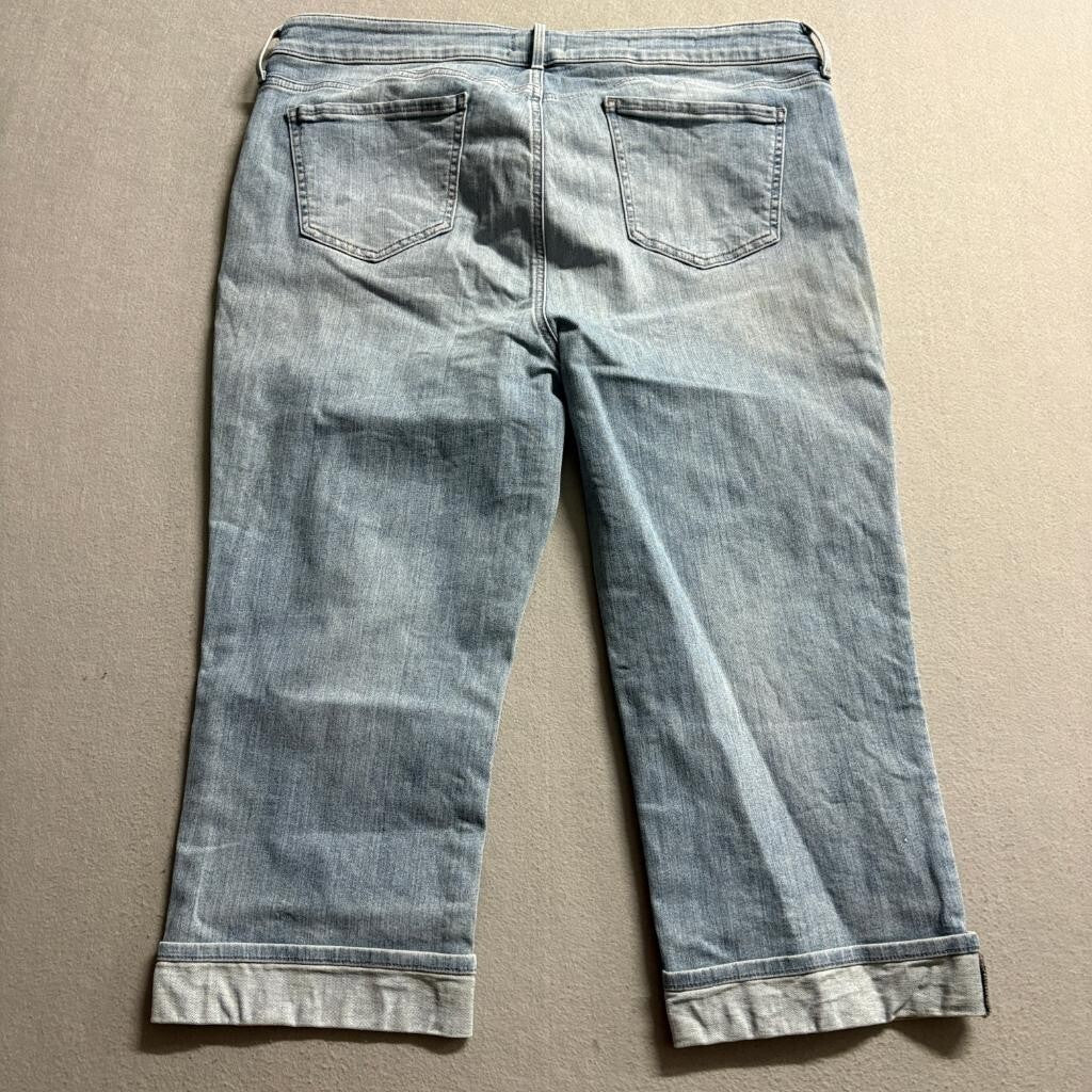 NYDJ Marilyn Straight Crop Jeans Womens 16 Blue Lift Tuck Denim Capris