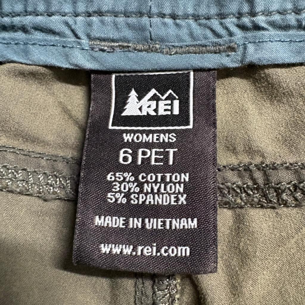 REI Womens Pants Size 6 Petites Green Cotton Blend Roll Up Convertible Hiking