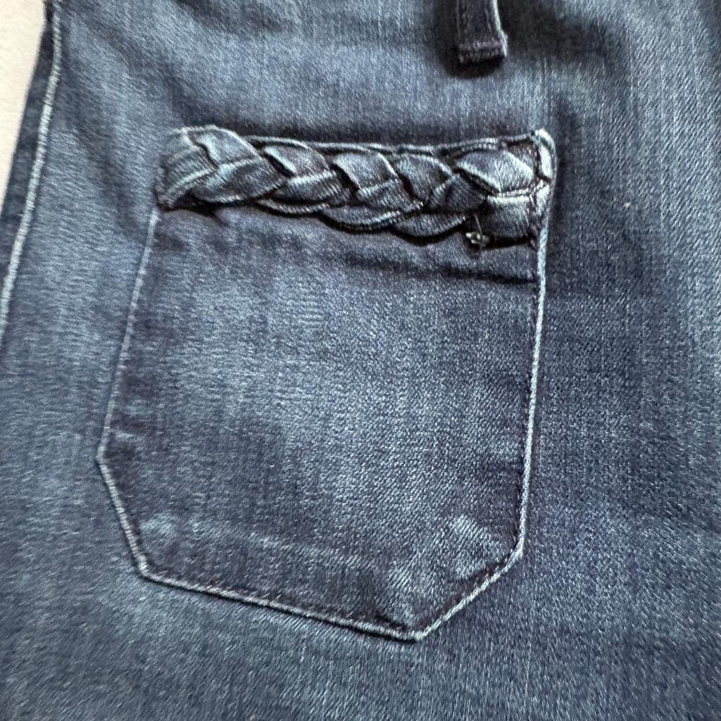 Just Black Denim Flare Jeans Womens 29 Blue Braided Pocket High Rise Made in USA