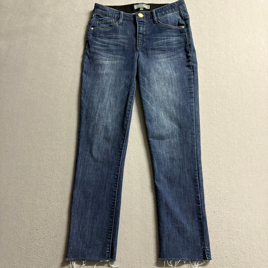 Wit & Wisdom Ab-solution Straight Leg Jeans Womens Size 4 Blue Raw Hem Stretch