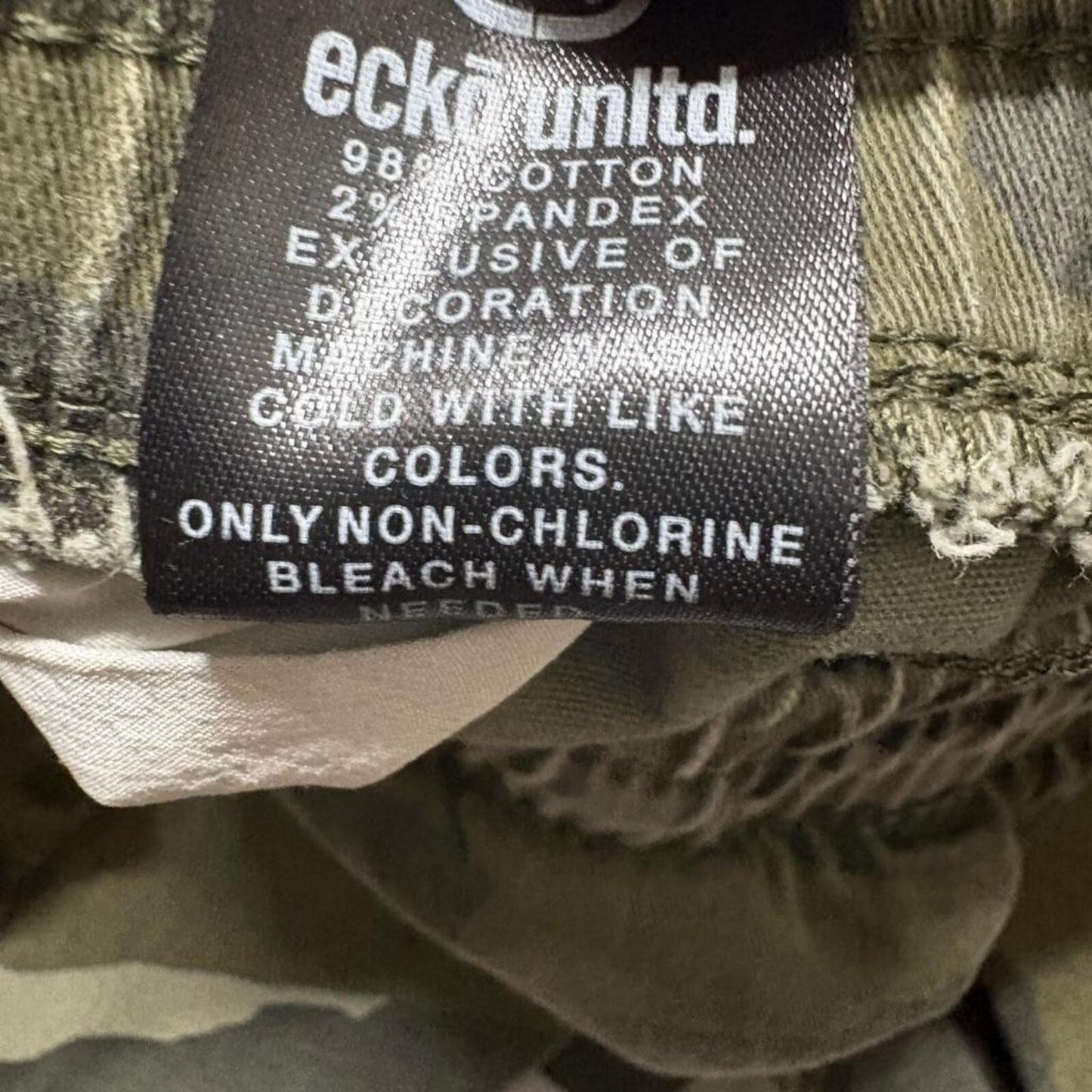 Ecko Unltd Mens Large Camo Jogger Pants Green Camouflage Elastic Waist Cotton