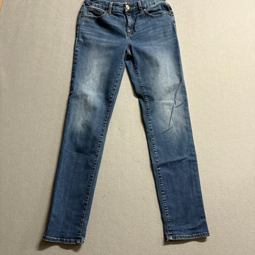 Chicos So Slimming Girlfriend Slim Leg Ankle Jeans Womens Size 0 Blue Denim
