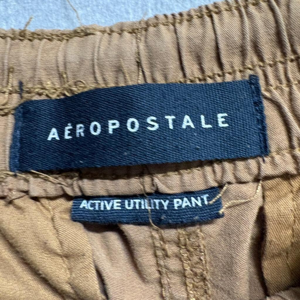 Aeropostale Active Utility Pants Mens XS Brown Cargo Jogger Drawstring Cotton