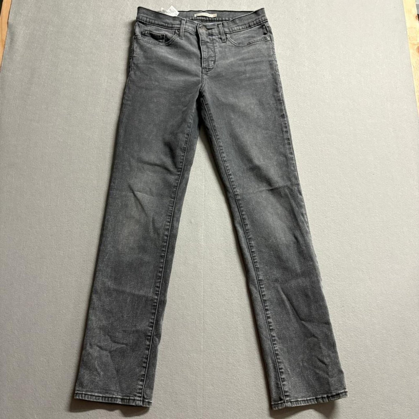 Levis 314 Shaping Straight Jeans Womens 29 Gray Denim Stretch Pants