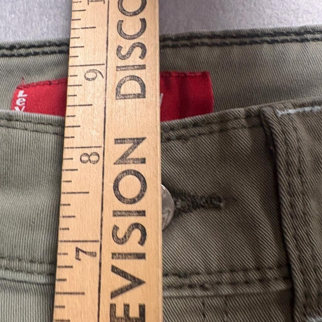 Levis Superlow Cargo Pants Womens 7M JR Green Low Rise Flare Utility Y2K