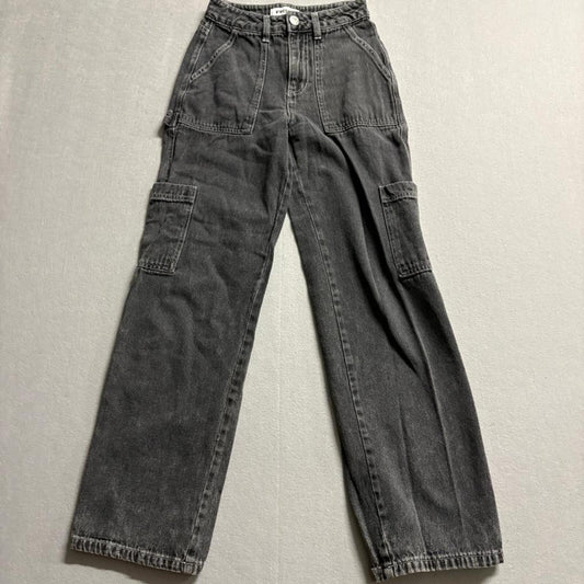 RSQ Cargo Jeans Womens 23 Black Acid Wash High Rise Carpenter Denim Utility