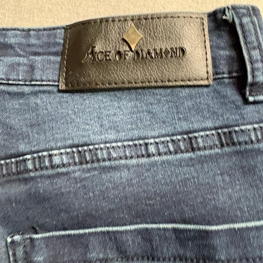 Ace of Diamond Jeans Mens 28x30 Blue Distressed Ripped Slim Straight Stretch