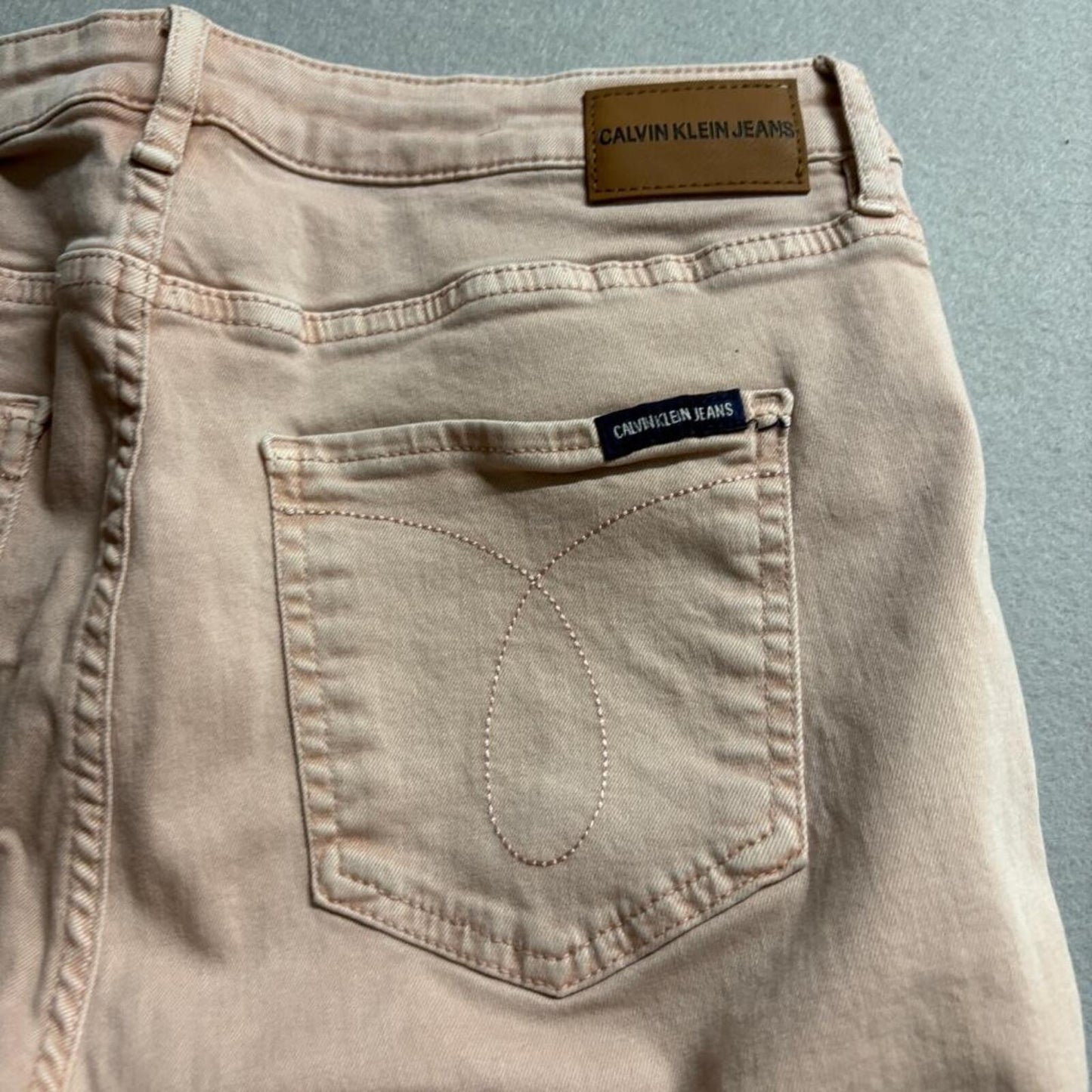 Calvin Klein Jeans Womens 10 Pink Peach Skinny Slim Denim Pants Stretch