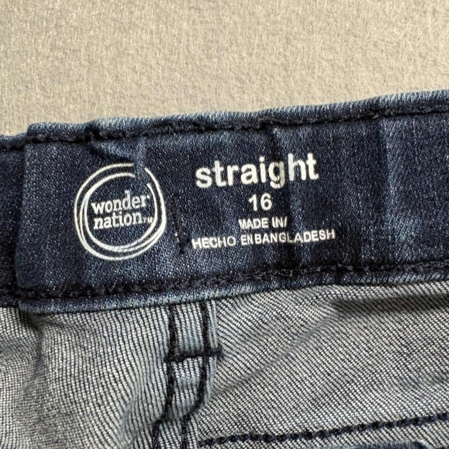 Wonder Nation Boys Jeans Size 16 Blue Denim Straight Leg Stretch Adjustable