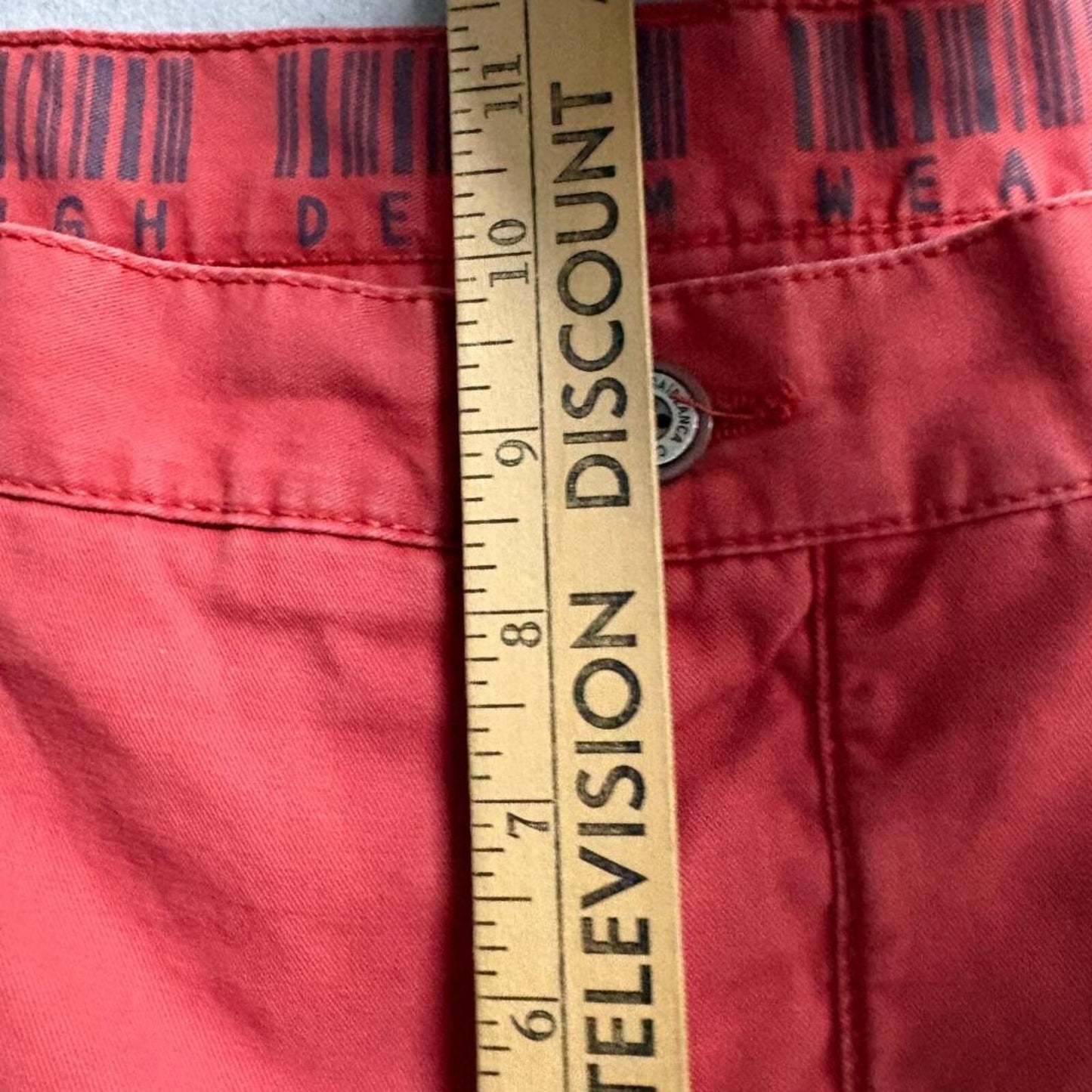 Casa Blanca Rough Denim Wear Mens Chino Shorts Size 36 Red Cotton Casual