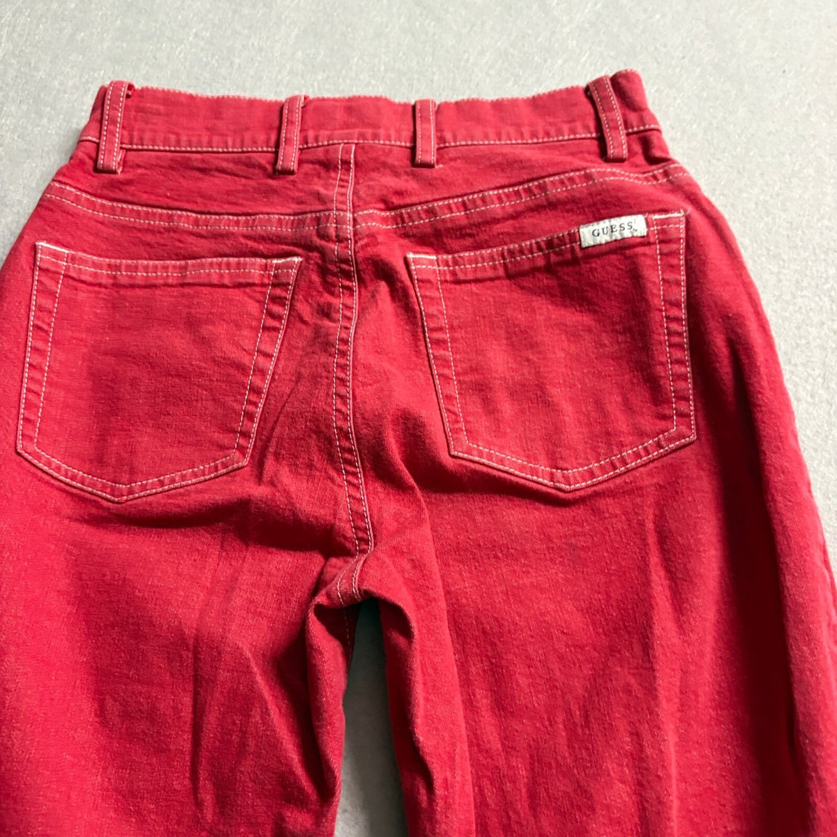 Guess Jeans Vintage Womens 24 Red Denim Pants Bootcut Mid Rise Made in Hong Kong