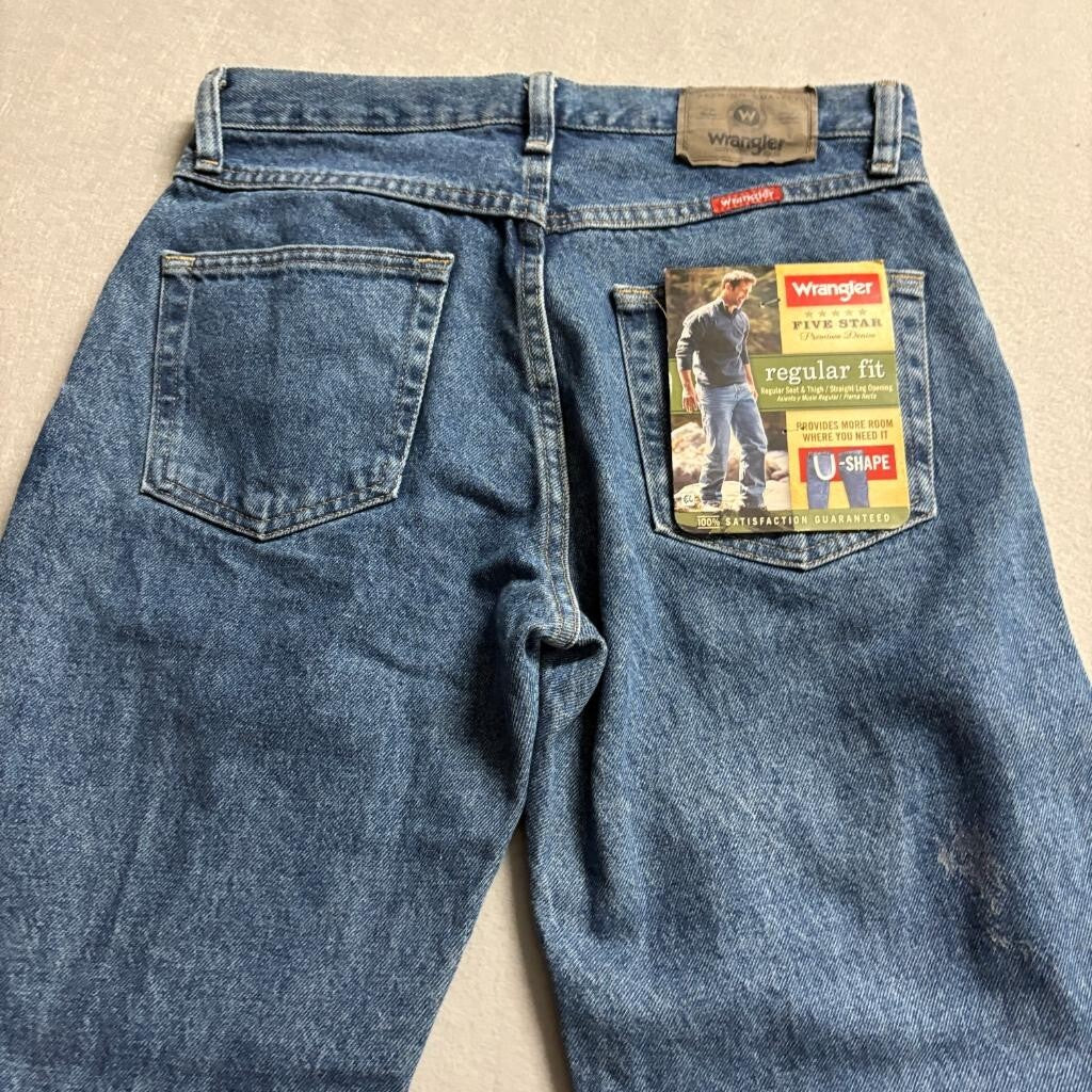 Wrangler Five Star Regular Fit Jeans Mens 30x30 Blue Denim Straight Leg New