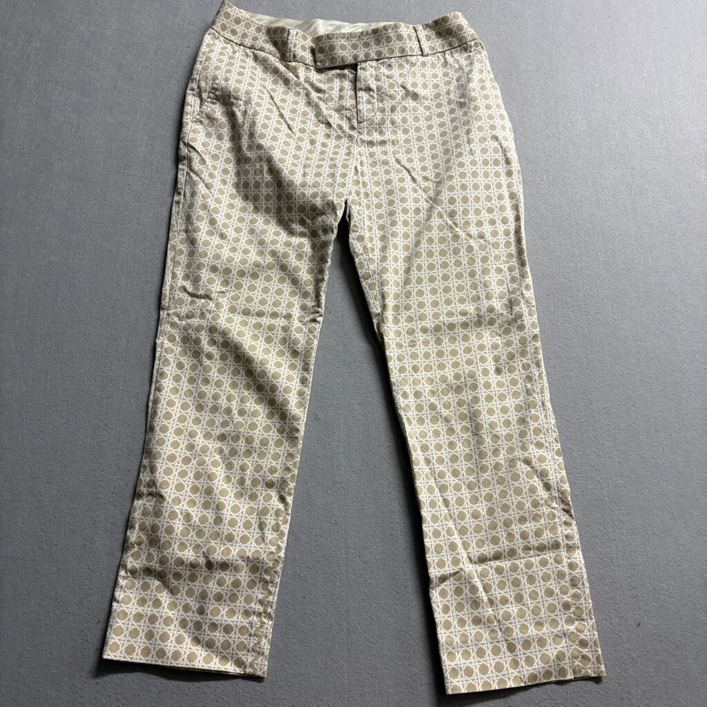 Banana Republic Pants Womens 4 Beige White Cane Print Stretch Cotton Chino