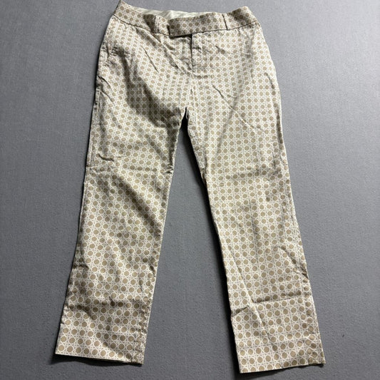 Banana Republic Pants Womens 4 Beige White Cane Print Stretch Cotton Chino