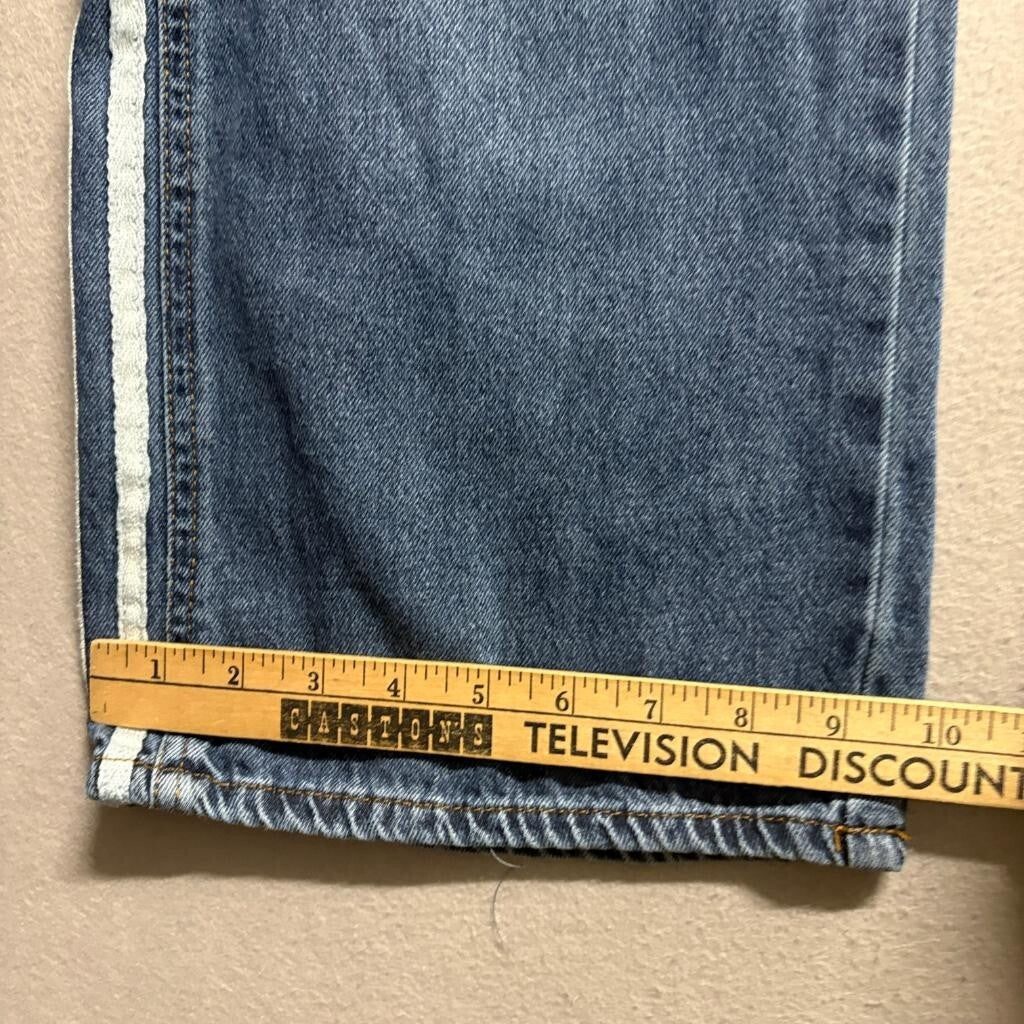 Rewash Side Stripe Wide Leg Jeans Womens Size 5 Blue Denim Distressed 100%