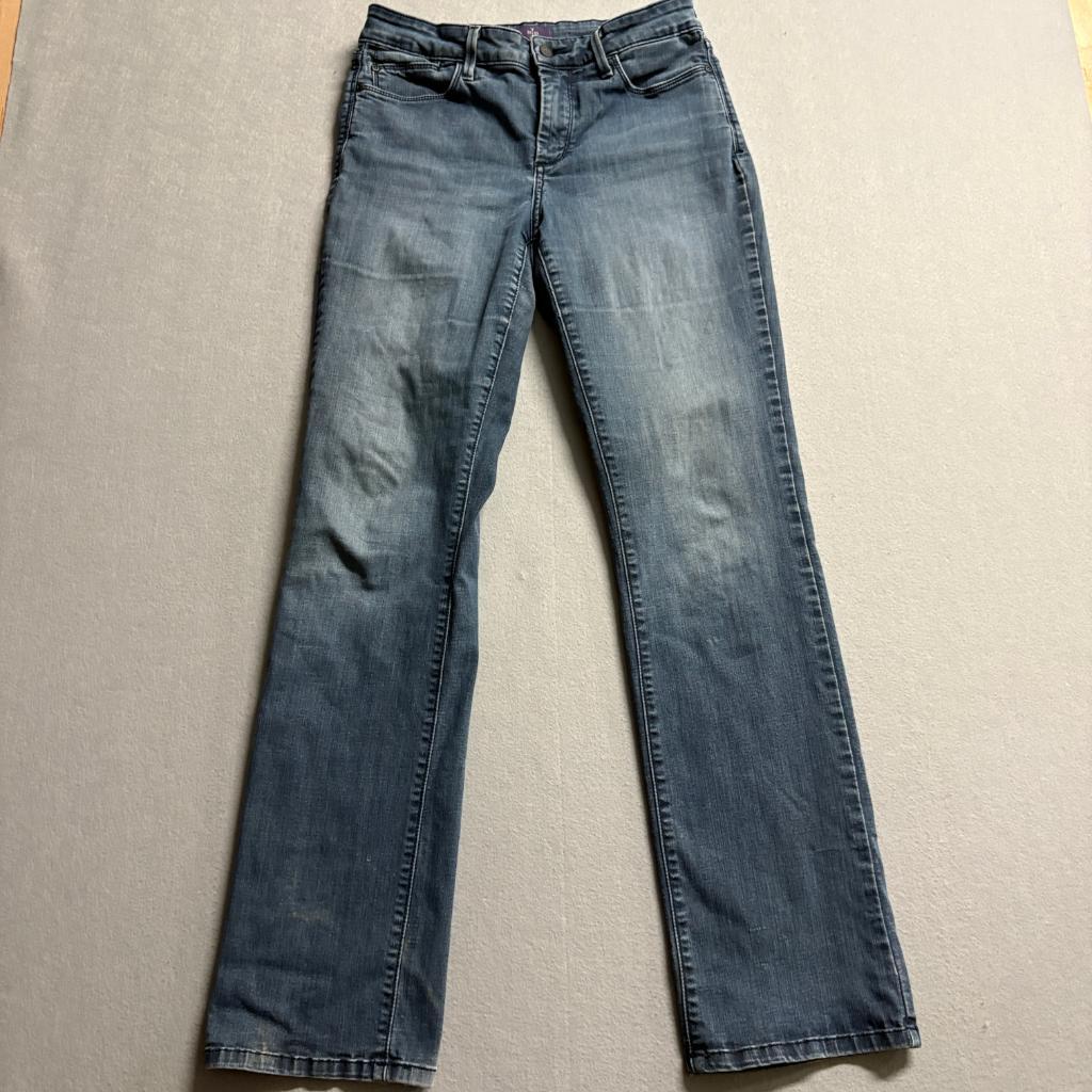 NYDJ Not Your Daughters Jeans Womens 8 Blue Denim Straight Leg Stretch Pants