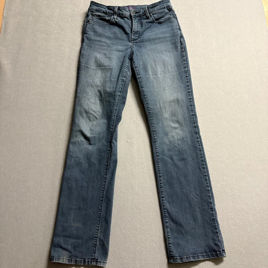 NYDJ Not Your Daughters Jeans Womens 8 Blue Denim Straight Leg Stretch Pants