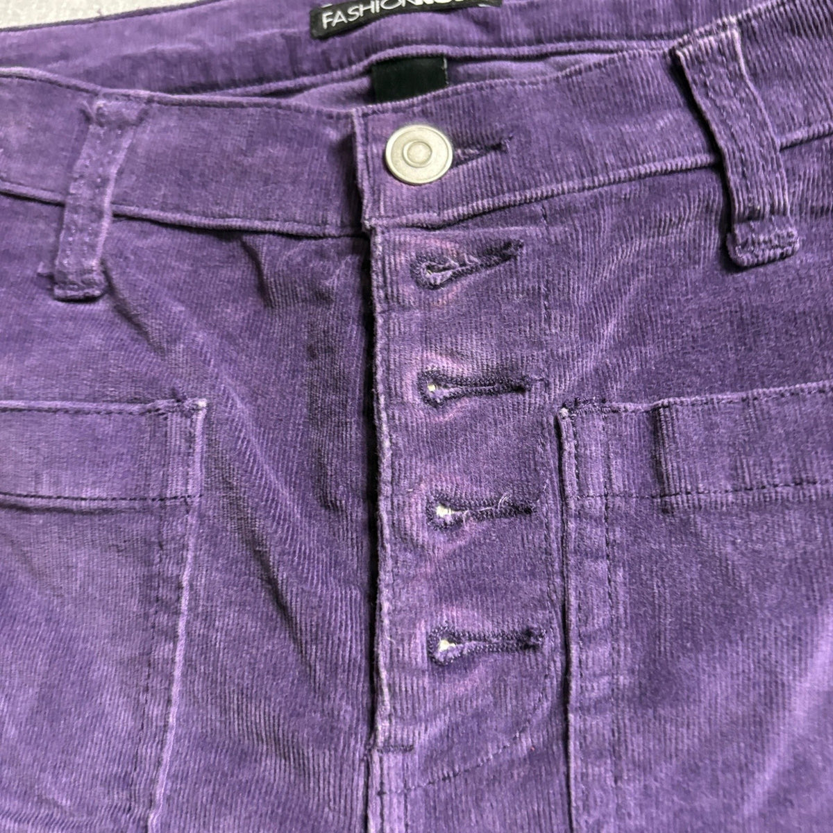 Fashion Nova Womens Purple Corduroy Flare Pants Button Fly Front Pocket Size