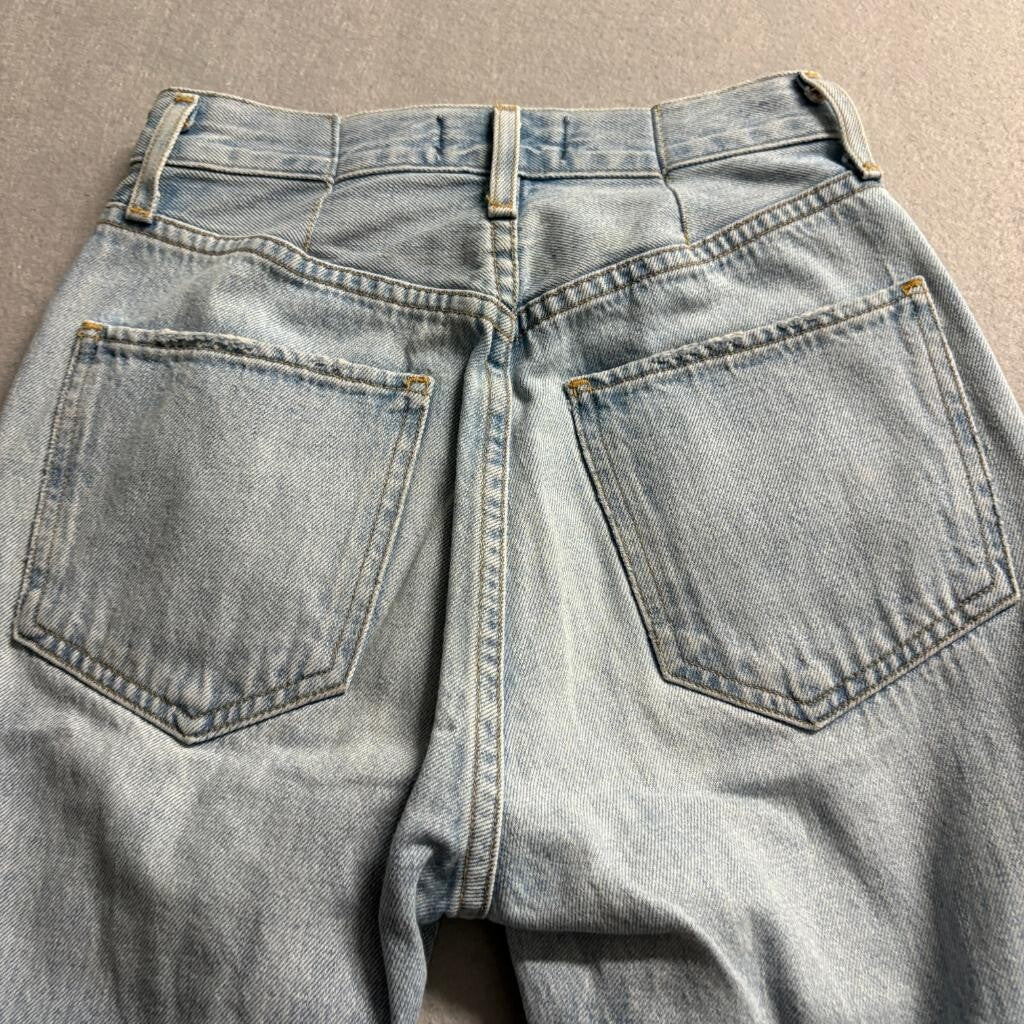 AGOLDE Riley High Rise Straight Crop Jeans Womens 23 Light Wash Distressed