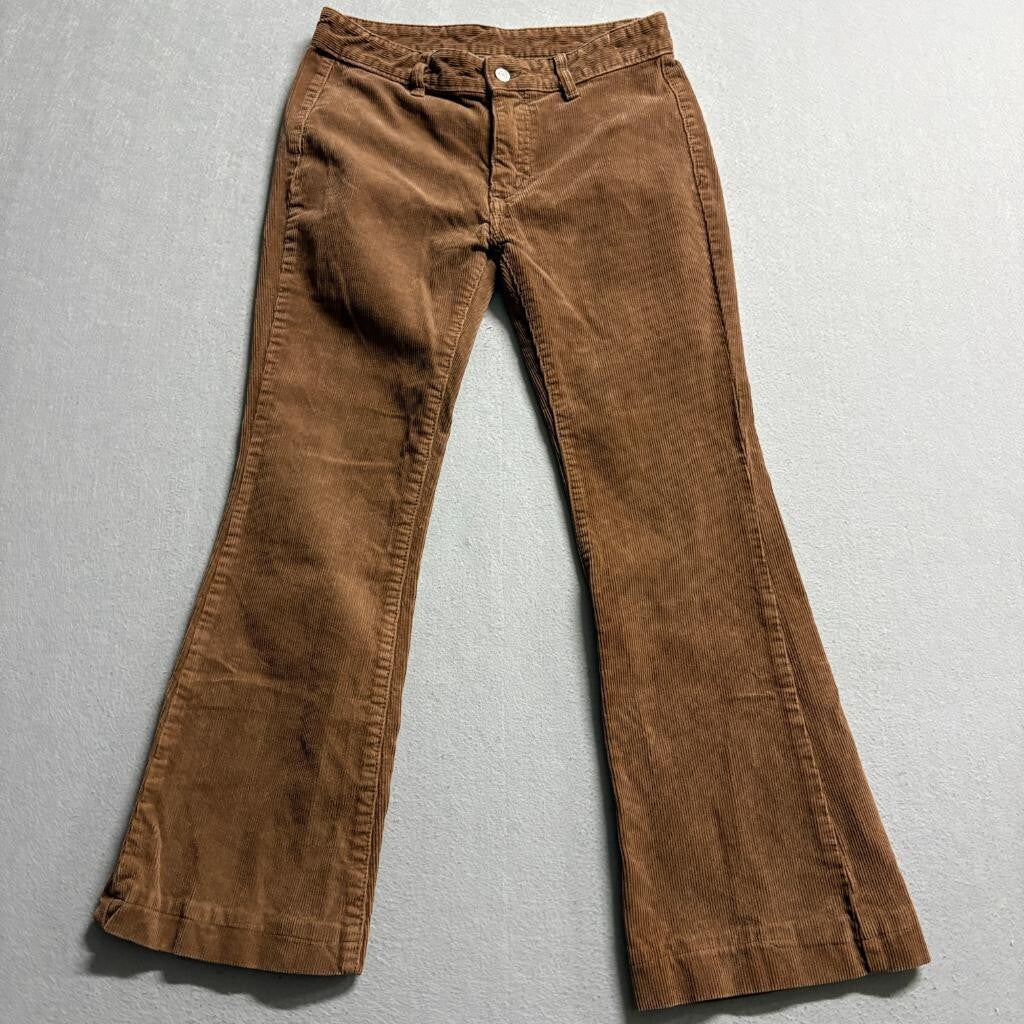 J Galt Brandy Melville Corduroy Flare Pants Womens Small Brown Low Rise Retro