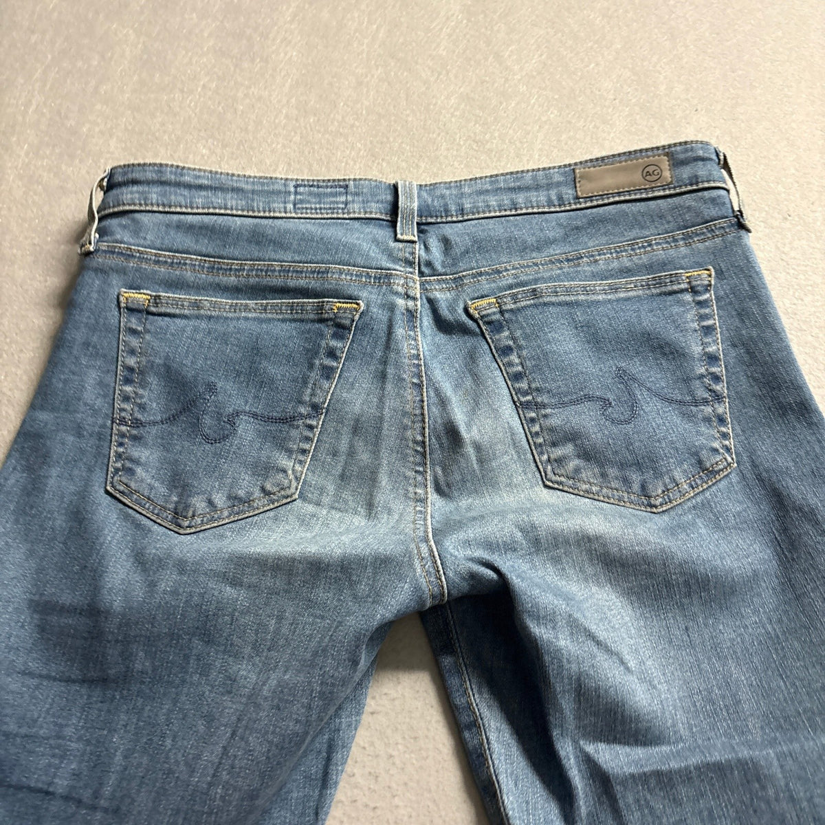 AG Adriano Goldschmied The Stevie Ankle Jeans Womens 27 Blue Distressed Raw Hem
