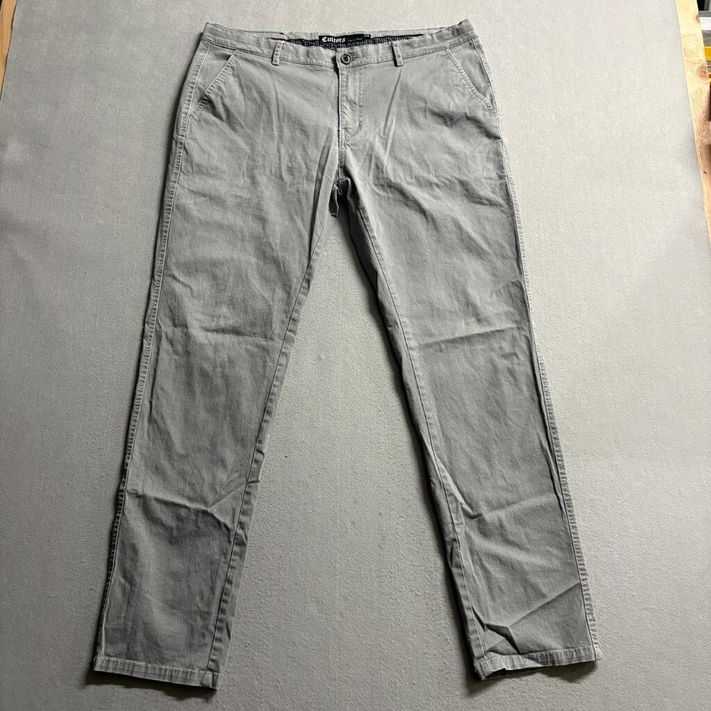 Cultura Chino Pants Mens 36x32 Gray Cotton Blend Stretch Flat Front Casual