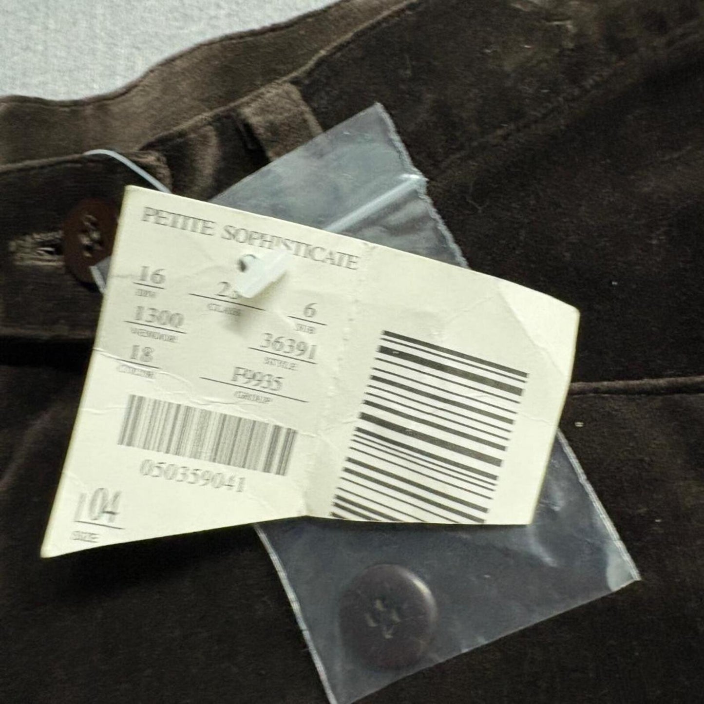Petite Sophisticate Velvet Pants Womens 4 Brown Cotton Straight Leg Vintage NWT