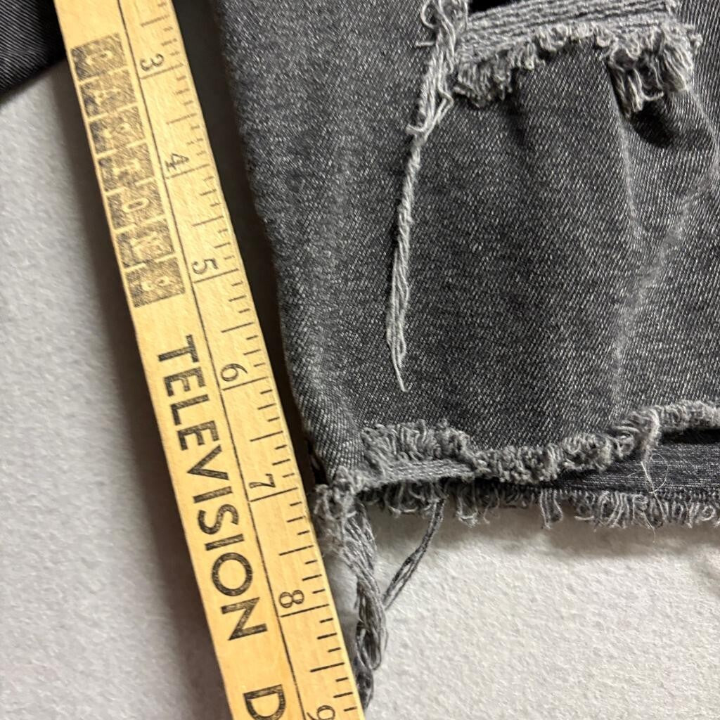 Cotton On Mens 30 Distressed Denim Shorts Black Gray Raw Hem Straight Cut