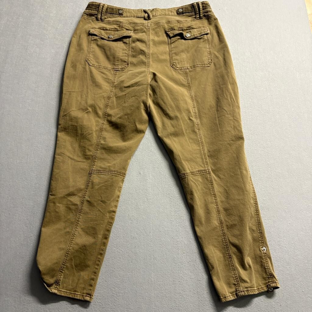 White House Black Market Crop Pants Womens 16 Brown Mid Rise Straight Leg Cargo