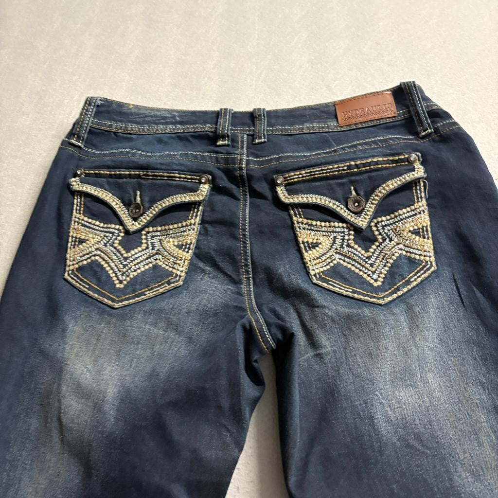 Hydraulic Jeans Womens 13/14 Dark Wash Bootcut Embroidered Flap Pocket Stretch