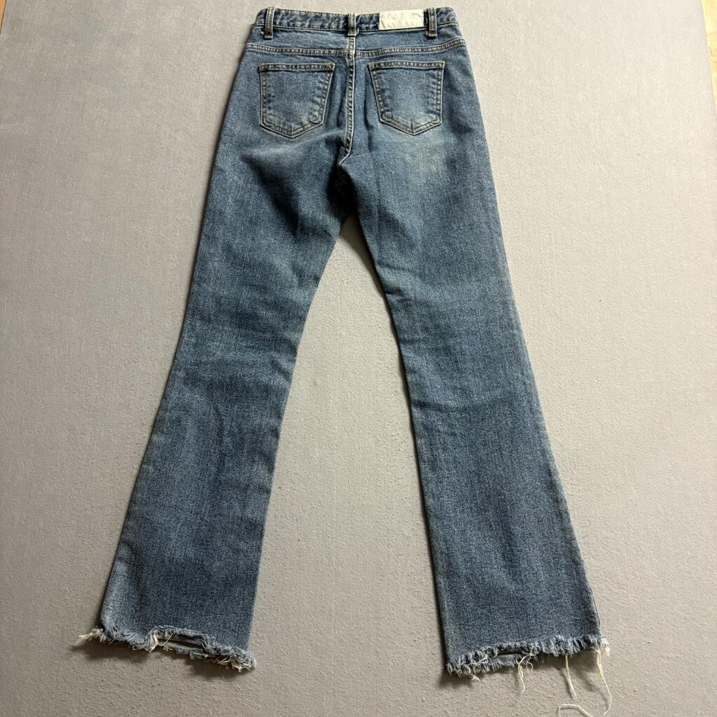 A.P. Studio Womens Jeans Size 1 Blue Denim Raw Frayed Hem Straight Leg Korea