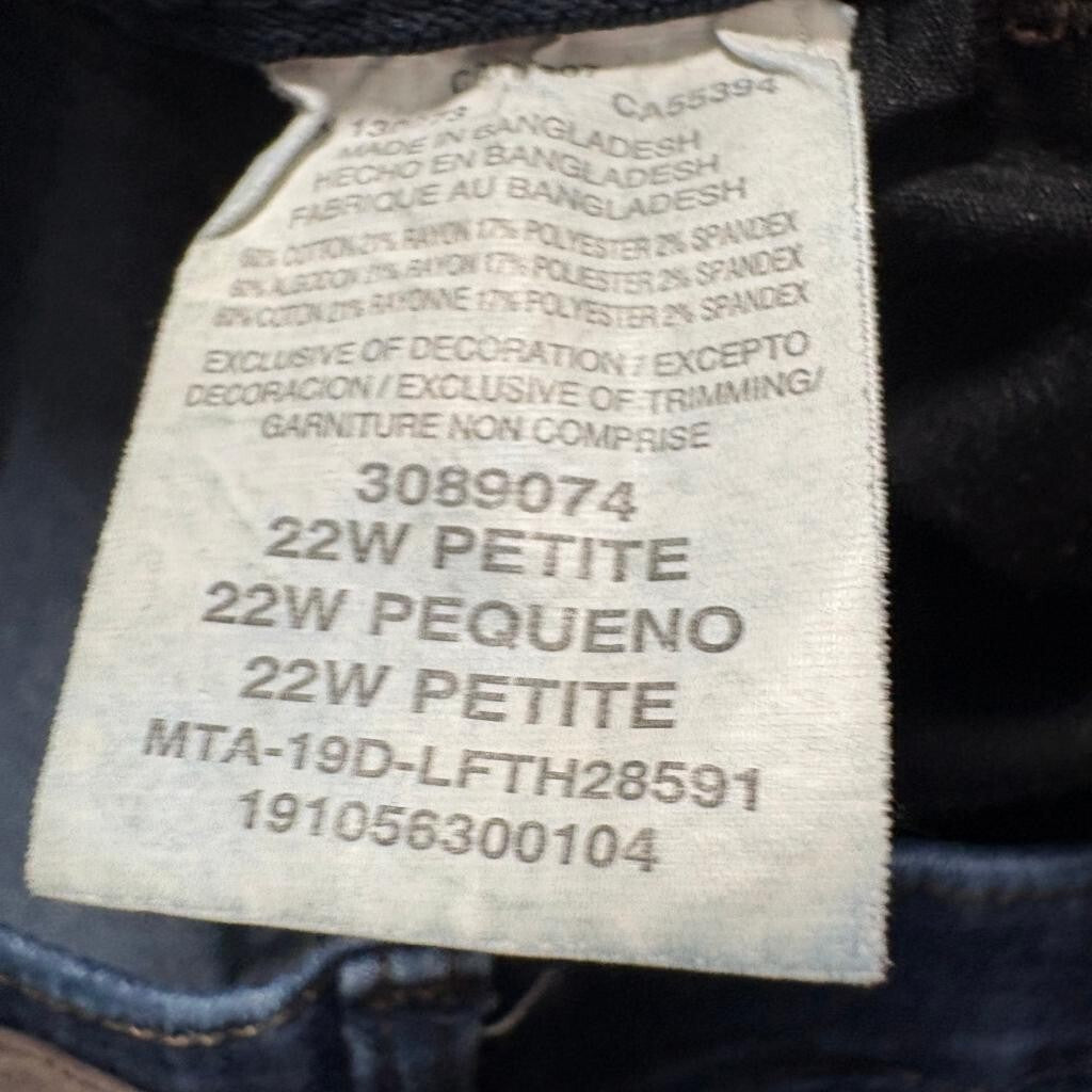 Lee Flex Motion Regular Fit Straight Leg Jeans Womens 22W Petite Blue Denim Mid