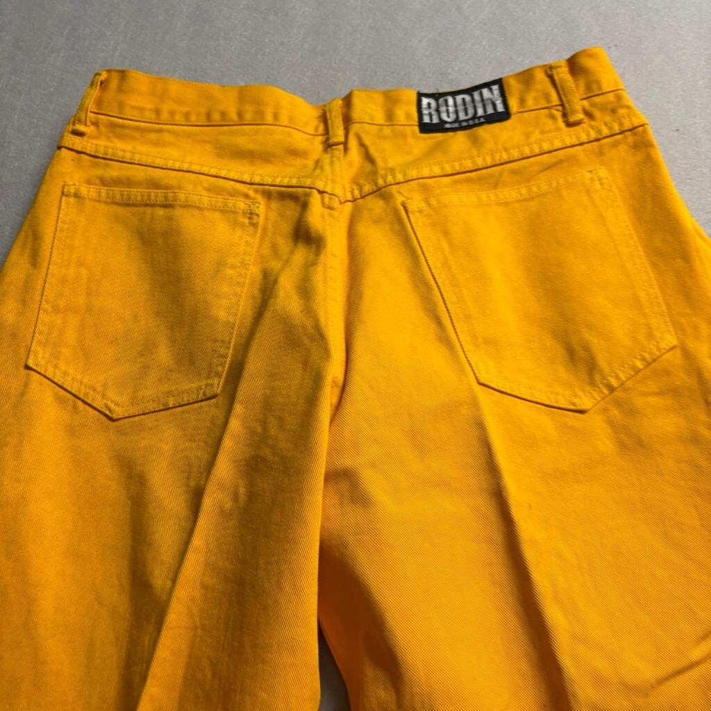 Rodin Vintage Womens Jeans Size 38 Yellow Cotton Denim Straight Leg Made in USA
