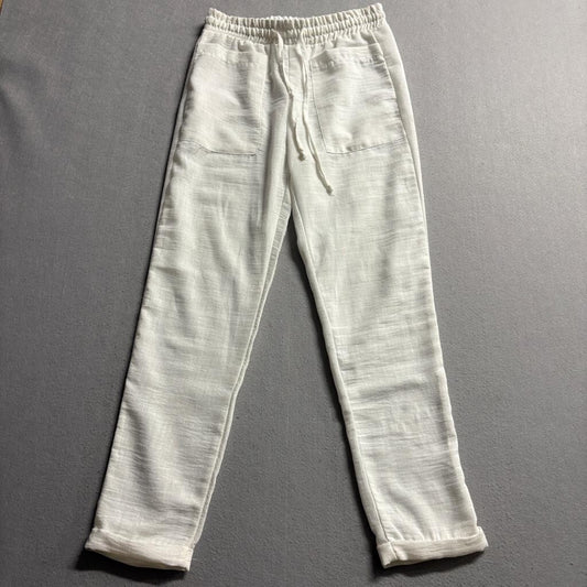 Duty Mot Fashion Express Womens White Linen Blend Drawstring Pants Size S