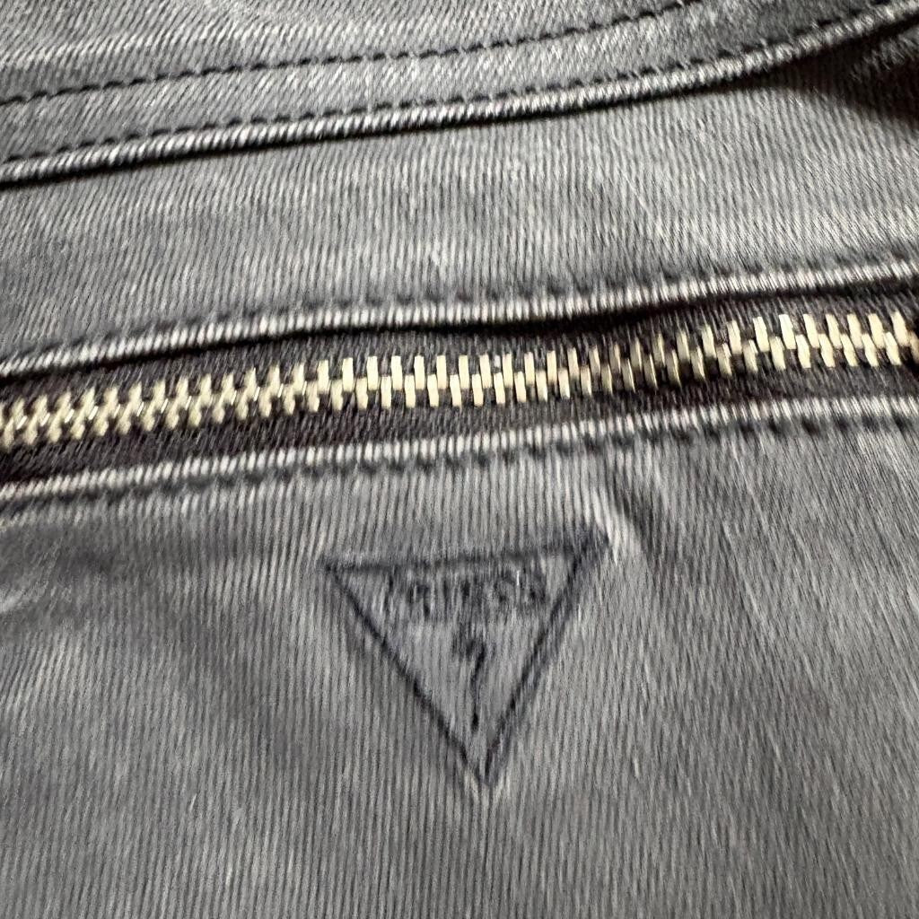 Guess 1981 Womens Coated Moto Skinny Jeans Size 25 Gray Zipper Pockets Ankle Zip