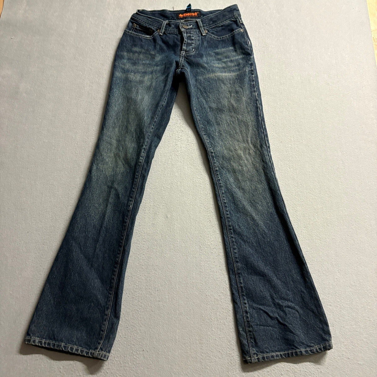 Dollhouse Flare Jeans Womens Size 1/2 Blue Denim Low Rise Y2K Vintage 100%