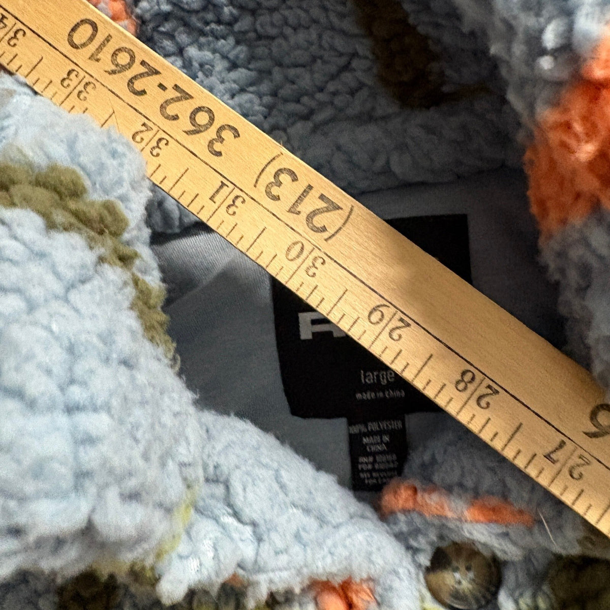 RSQ Sherpa Shacket Womens Large Blue Orange Plaid Fleece Button Up Jacket