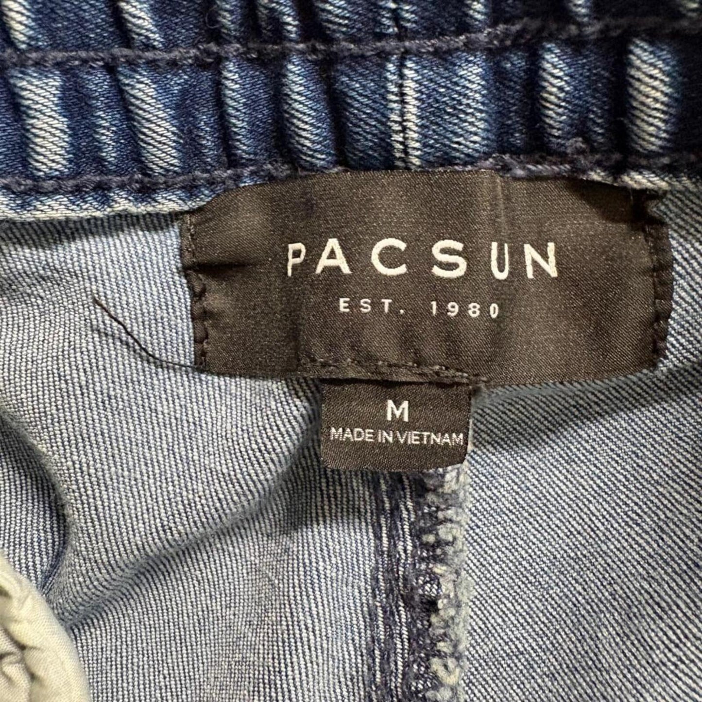 PacSun Skinny Jogger Jeans Womens Medium Blue Denim Ankle Zip Drawstring Elastic