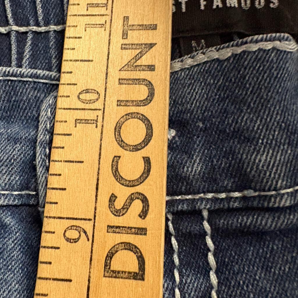 Almost Famous Cargo Jeans Womens Medium Blue Elastic Waist Utility Y2K Denim