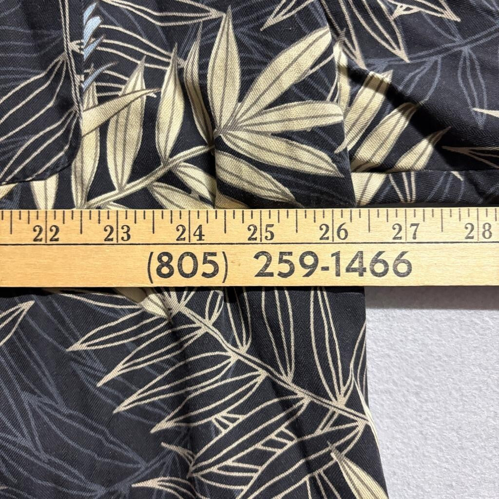 Caribbean Mens 3X Hawaiian Shirt Silk Cotton Blend Black Tropical Floral Palm