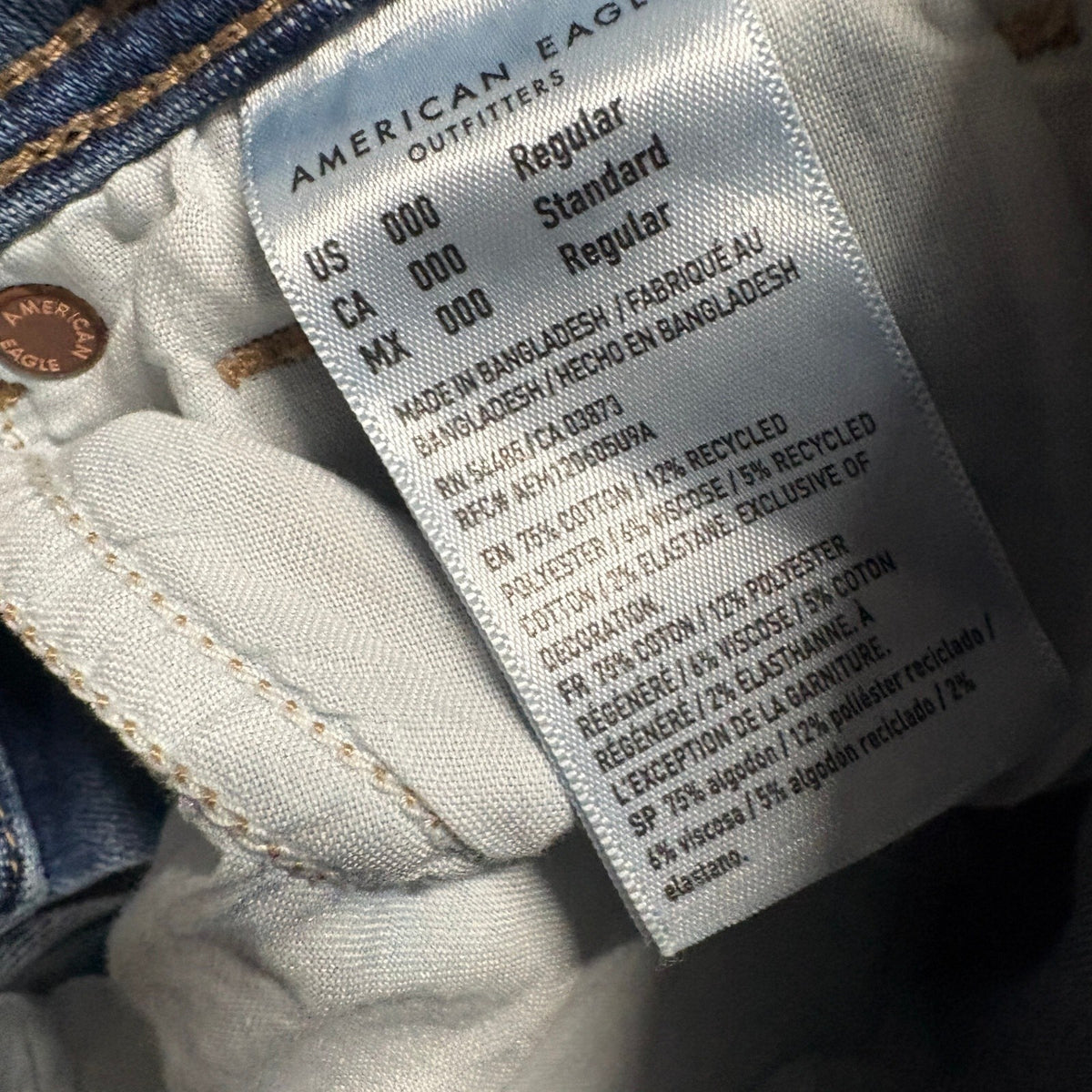 American Eagle Kick Boot Jeans Womens 000 Regular Next Level Stretch Blue Denim