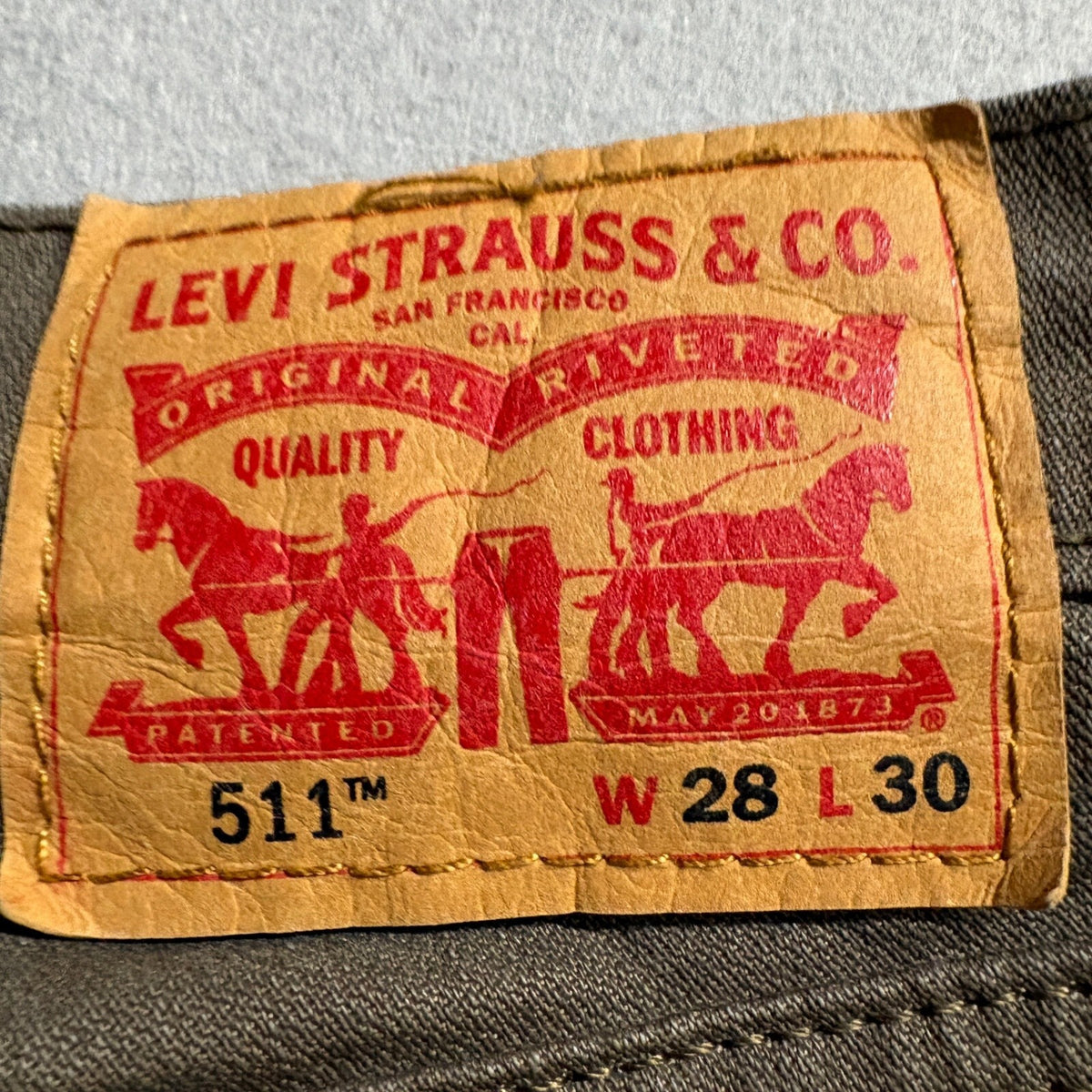 Levi's 511 Slim Fit Jeans Mens W28 L30 Brown Olive Green Stretch Denim Pants