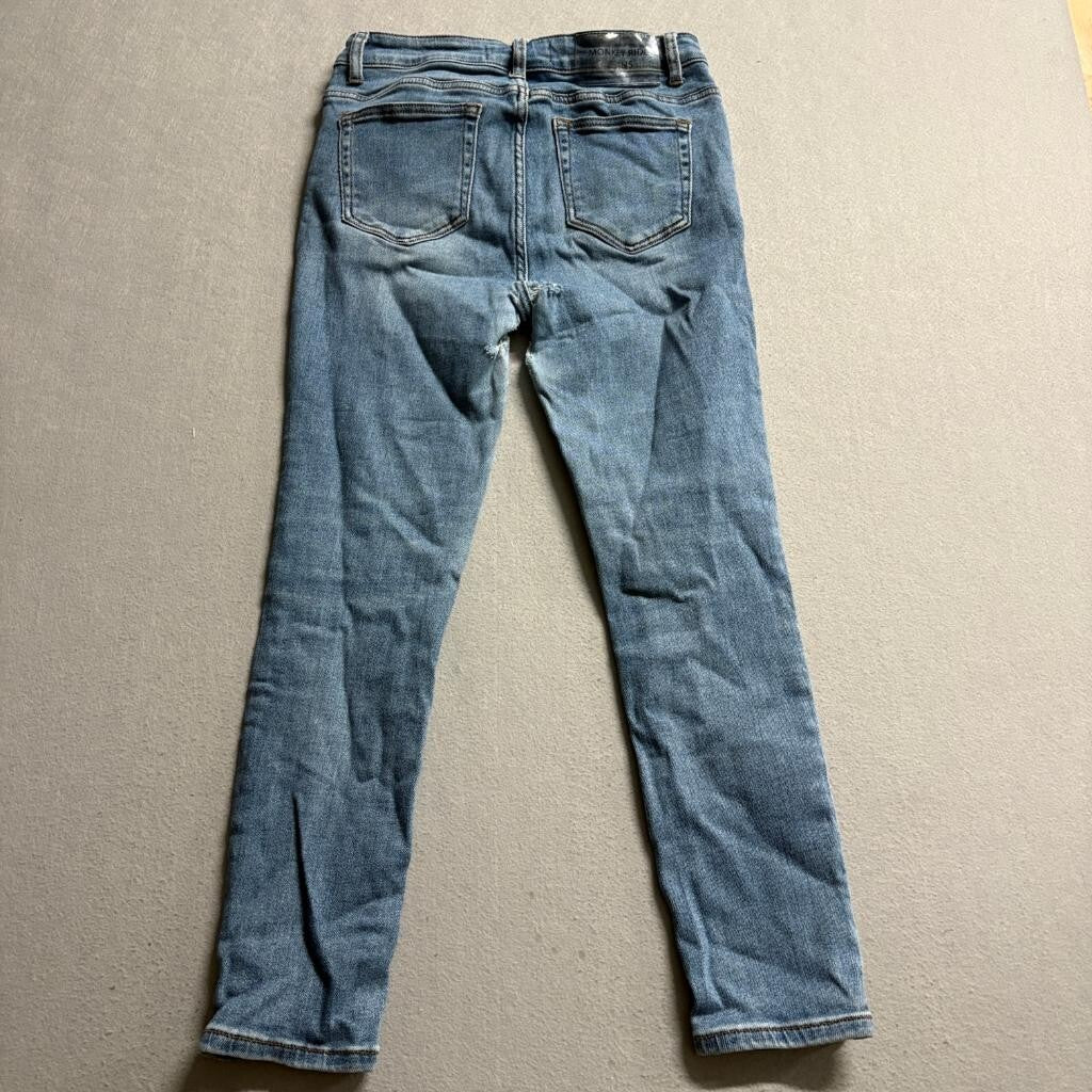 Monkey Ride Jeans Womens 9/29 Distressed Ripped Skinny Blue Denim Cropped