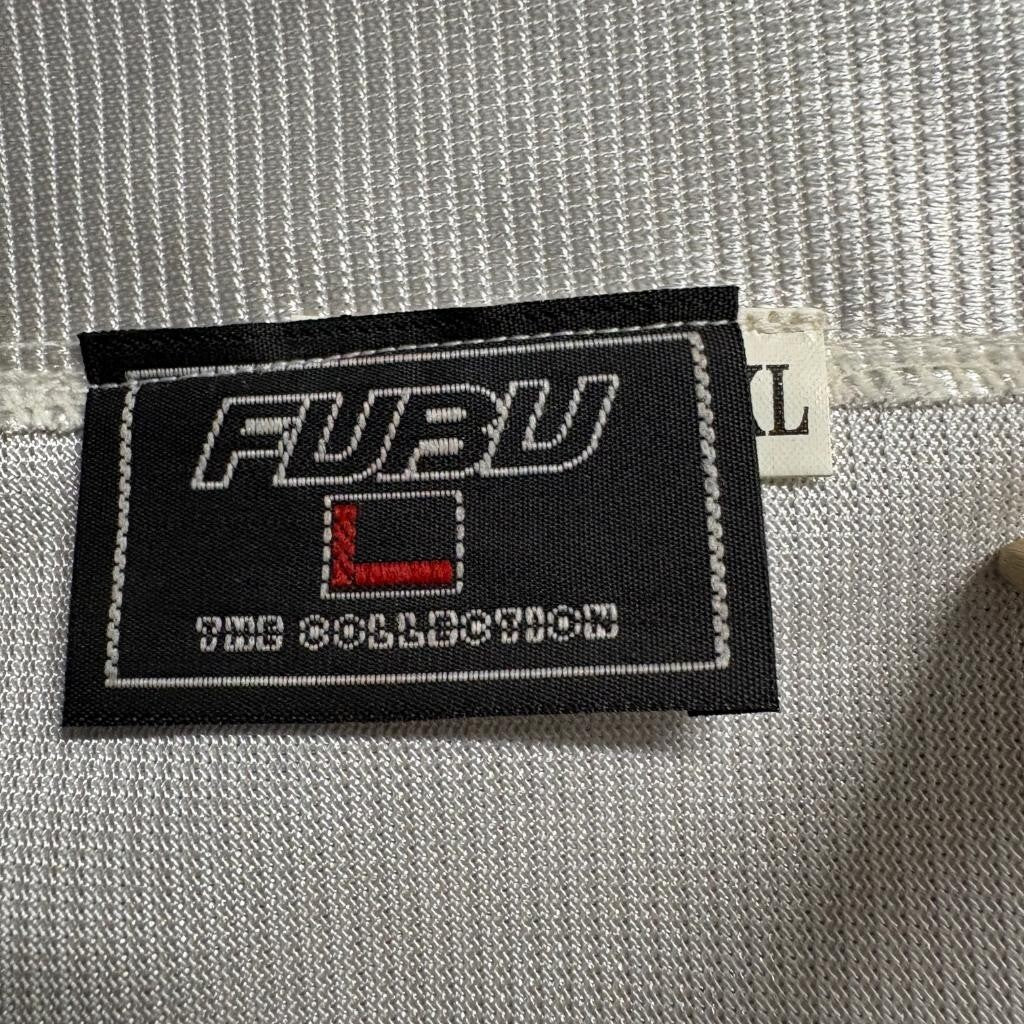 Vintage FUBU The Collection Baseball Jersey Shorts Hat 3 Piece Set Mens XL White