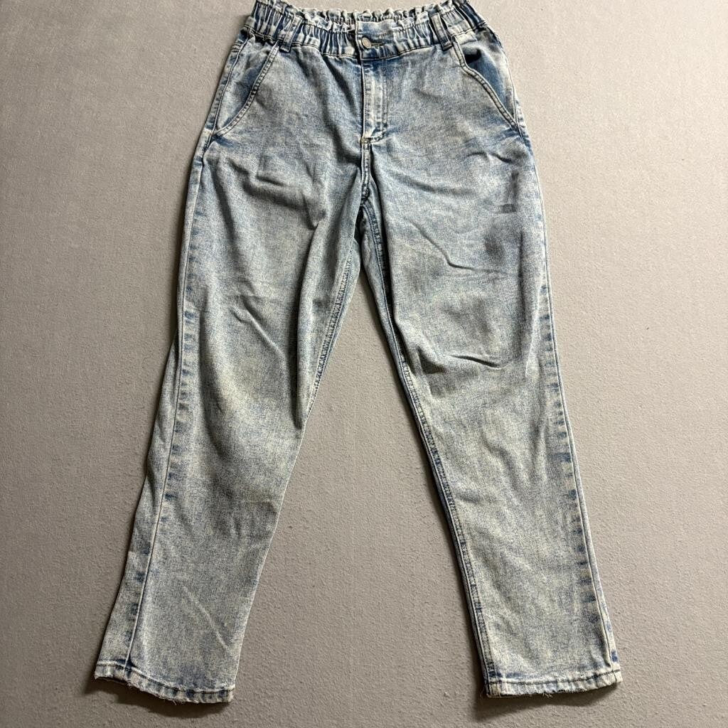 Simple Society Paperbag Waist Acid Wash Jeans Womens Size 3/26 Blue Denim