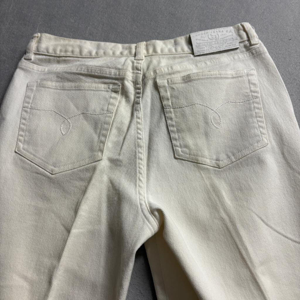 Lauren Jeans Co Ralph Lauren White Denim Pants Womens Size 8P Straight Leg