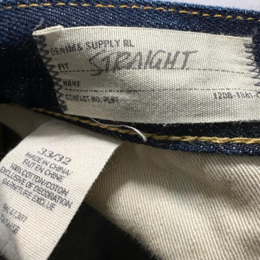 Denim & Supply Ralph Lauren Jeans Mens 33x32 Dark Wash Straight Fit Blue Cotton