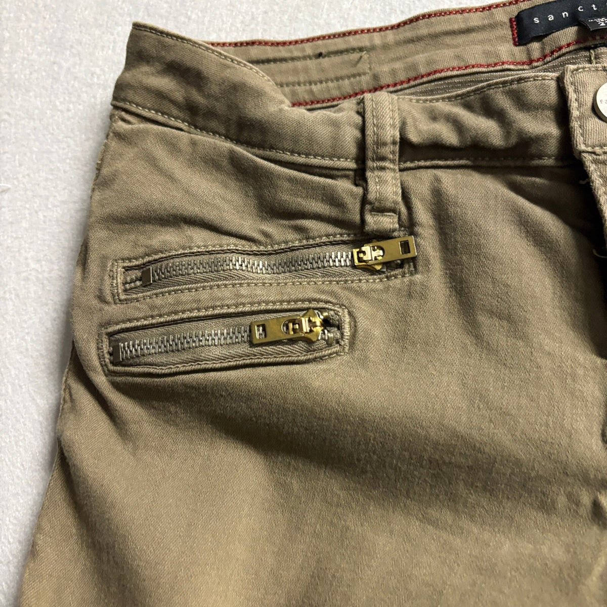 Sanctuary Skinny Cargo Pants Womens 27 Olive Green Utility Zipper Details