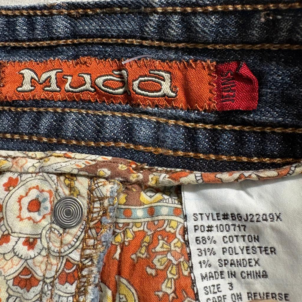 Mudd Jeans Womens Size 3 Blue Denim Low Rise Bootcut Embroidered Pockets Y2K