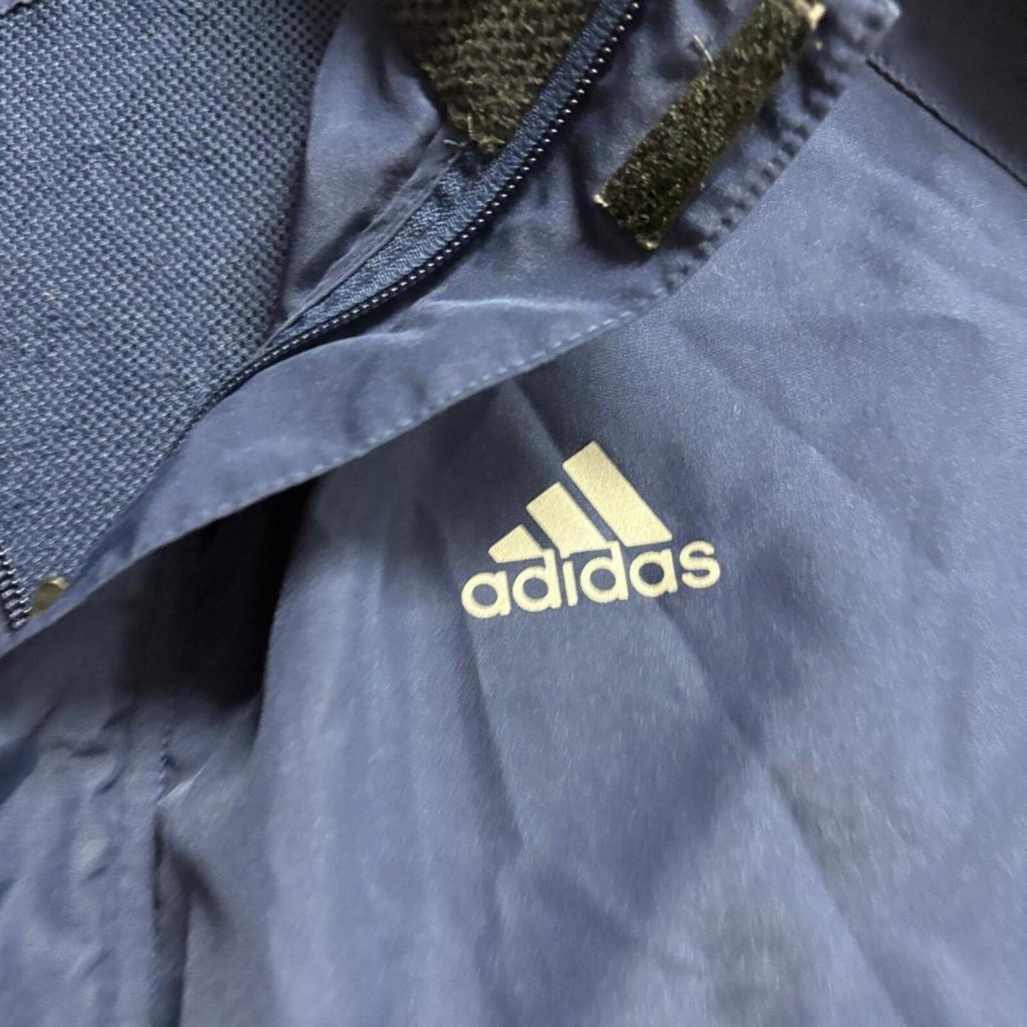 Adidas Windbreaker Jacket Mens XL Navy Blue 3 Stripe Full Zip Mesh Lined
